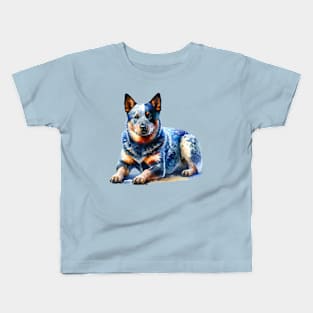 Australian Cattle Watercolor Painting - Beautiful Dog Kids T-Shirt